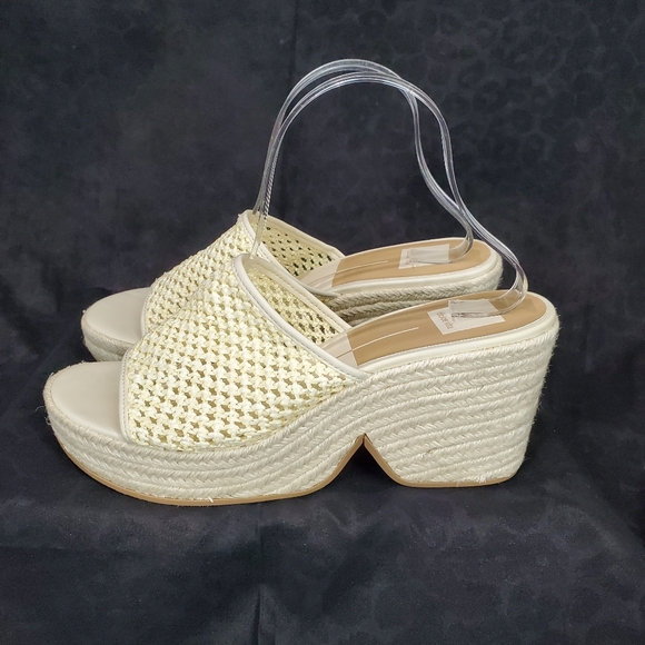 Dolce Vita Womens Saydie Cream Raffia Slip On Wedge Platform Sandals  Size 9.5 - Picture 11 of 15